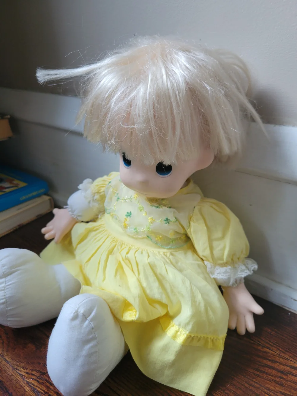 Precious Moments Collectible Vintage Doll. 1991 Soft Body Yellow Dress